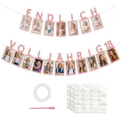 Deko 18. Geburtstag Mädchen Geburtstagsdeko,Fotogirlande Girlande Von 1 Bis 18 Jahre Fotos Banner,Rosegold Endlich Volljährig 18 Meilensteine Aufhängbares Foto Geschenkefür Geburtstagsparty Dekoration