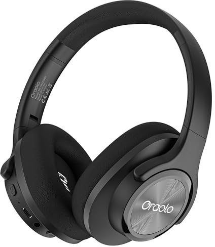 oraolo Bluetooth Headphones, Wireless Over-Ear Headphone with 3 EQ Modes,60H Playtime, Low Latency HiFi Stereo Foldable Lightweight Headset, Deep Bass for Home/Office/Cellphone/PC(Black)