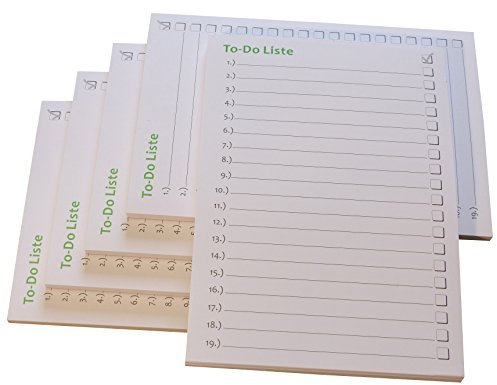 Druckerei Scharlau 10x To-Do Liste - Notizblock für bessere Organisation und mehr Zeit - 50 Blatt, 12 x 16,8 cm, Schwarz/Grün bedruckt (22338)