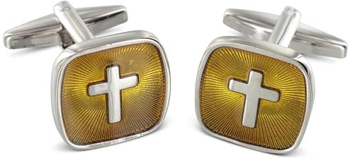 TEROON Manschettenknöpfe Kreuz-Motiv mit Emaille-Einlage