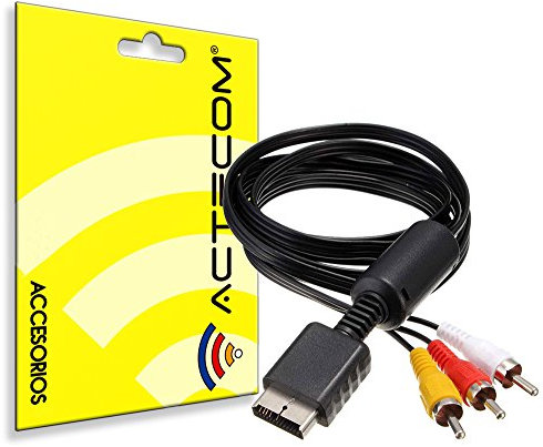 actecom® Cable de Repuesto AV TV Audio Video Compuesto 3 RCA Analógico Compatible con PS1 PSX PS2 PS3 Negro Imagen Sonido