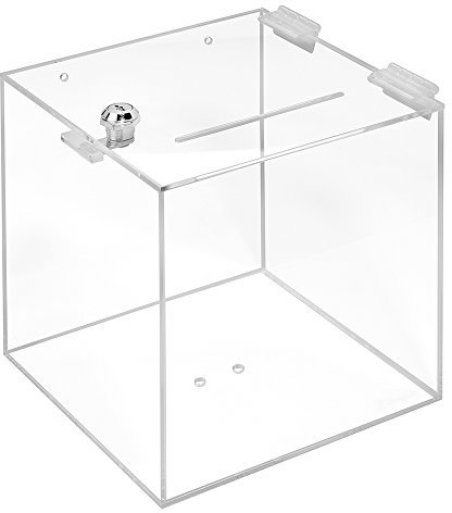 Zeigis Losbox aus Acrylglas mit Schloß in 200x200x200mm Spendenbox/Aktionsbox/Gewinnspielbox/transparent/durchsichtig/Acryl/Plexi/abschließbar