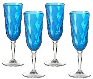 Omada Design Satz 4 Gläser Chmapagner von 17,5 Cl aus Durchsichtigen und Farbigen Acryl, Ideal für Aperitifs, Made in Italy, Spülmaschinenfest, Linea Diamond