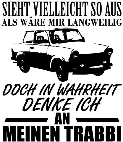 Samunshi® Ich denke an meinen Trabbi Schriftzug Aufkleber Sticker Autoaufkleber Scheibenaufkleber Motorradaufkleber - 13x15cm