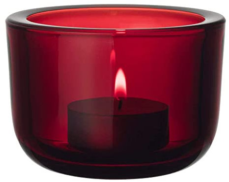 Iittala Valkea Kerzenlichthalter, Glas, Cranberry, 6 cm