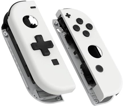 eXtremeRate Carcasa D-Pad Versión con Botones para Nintendo Switch & OLED Joycons, Cubierta Placa de Reemplazo con Herramientas - Sin Carcasa de Consola, Blanco
