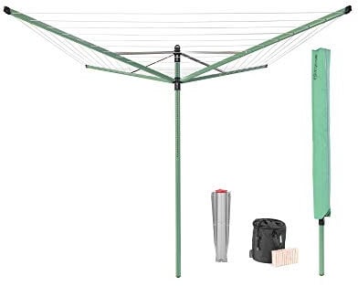Brabantia Tendedero Rotary Lift-O-Matic 50m, con Soporte para Jardín, Gira con Facilidad, Leaf Verde