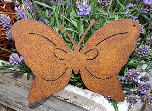 Rostalgie Edelrost Schmetterling zum Hängen 18 x 13 cm Garten Dekoration