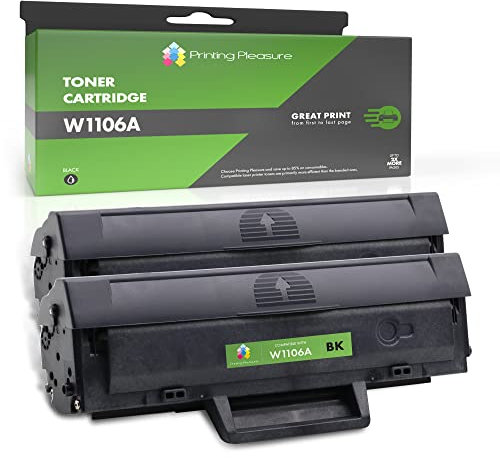 Printing Pleasure 2er Set 106A (1.000 Seiten) Premium Toner Schwarz kompatibel für HP Laser mit CHIP