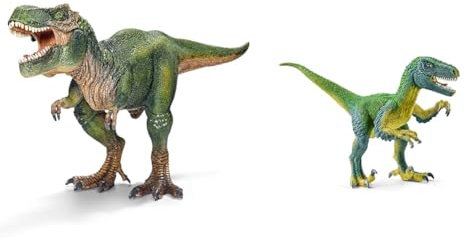 SCHLEICH 14525 Tyrannosaurus Rex, für Kinder ab 5-12 Jahren, Dinosaurs - Spielfigur & 14585 Velociraptor, für Kinder ab 5-12 Jahren, Dinosaurs - Spielfigur