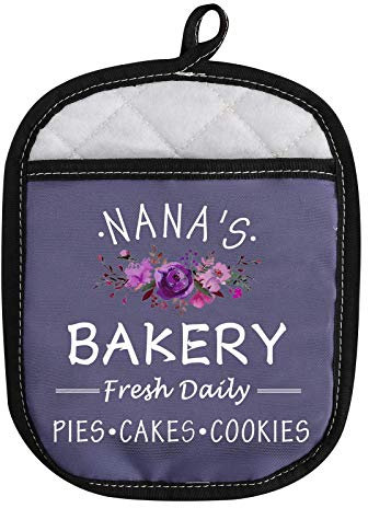 Nana Gift Nana’s Bakery Fresh Daily Pies Cakes Cookies Nana Oven Pads Pot Holder with Pocket (Nana's Bakery)
