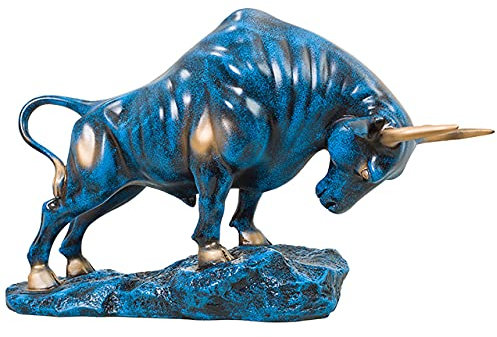 LGYKUMEG Persönlichkeit Bull Wall Street Statue, Große Harz Bull-Statue-Skulptur-Büro-Dekor-Geschenk-Handwerk (Blau)