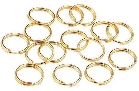 HugeDE 400 Pcs 12mm Split Jump Rings Double Loops Metal Rings Wire Connector Small Key Chain Ring for Jewelry Making Crafts Gold