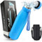 Vezato Gourde en acier inoxydable - Bouteille d'eau étanche avec double isolation - Bouteille thermos lavable au lave-vaisselle (Bleu, 750 ml)