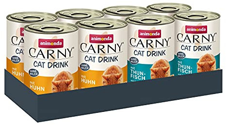 animonda Carny Drink Katzensnack Drink Mix (8 x 140ml), Kazensuppe, Katzensnack ohne Milch, Getreide ohne Zucker