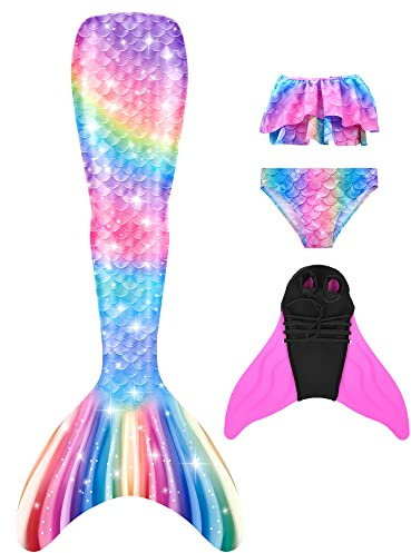 NAITOKE Meerjungfrauenschwanz zum Schwimmen für Kinder mit Meerjungfrau Flosse