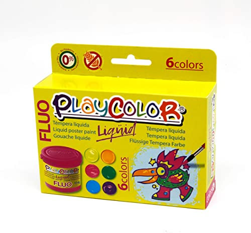 PLAYCOLOR Liqüid Fluo 40ml x6 - Flüssige tempera Farbe - 20111