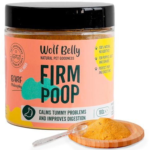 Wolf Belly - Probiotika Darmsanierung Hund 100% Natürlich (180 gr) Durchfall Hund Pulver, Hund Darmflora Aufbauen, Vitamine Magenschutz, Darmkur Hund Probiotisch - Firm Poop