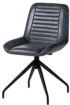 MASSIVMOEBEL24.DE Iron Label Stuhl #109 49x56x83, Farbe:blau, Anzahl:1 Stück, Material:Echtleder