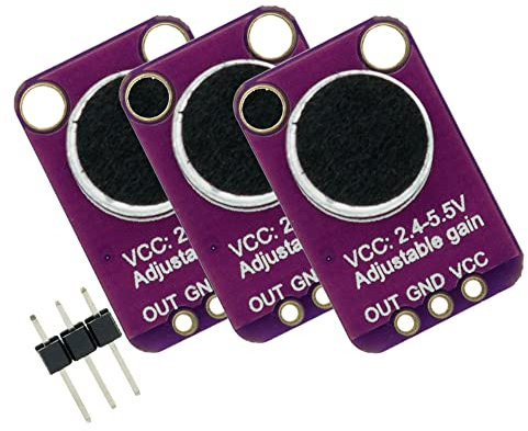 Fasizi 3 x Elektret-Mikrofonverstärker MAX4466 Modul, verstellbare Verstärkung, blaue Breakout-Platine für Arduino