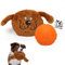 Enjoying Interaktives Hundespielzeug 2-in-1 Hund Plüsch Quietschende kleine Bälle Haustier Spielzeug Halloween Xmas für kleine, mittelgroße und große Hunde, Braunes Monster