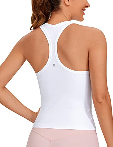 CRZ YOGA Butterluxe Damen Gym Ärmelloses Shirt Sommer Yoga Tank Top Racerback Lang Sport Tops Fitness Blickdichte Oberteile Weiss 38