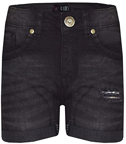 A2Z 4 Kids Girls Denim Ripped Shorts Stretchy Summer 5-13Y | Trendy Stretch Denim Shorts for Girls Comfortable Fit