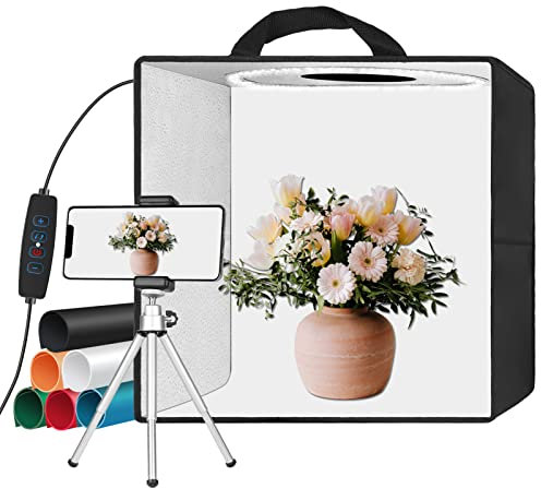 EMART Caja de Luz Fotográfica 30x30cm, Estudio Fotográfico con 120 Luces LED y 6 Fondos Impermeables, Kit Portátil de Tienda de Tiro Regulable para Joyas y Artículos Pequeños