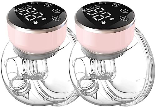 NaNaLazy Tiralatte indossabile a mani libere da una maggiore durata della batteria e display a LED, tiralatte elettrico portatile con 3 modalità e 9 livelli e basso rumore, flangia da 24 mm, 2 pezzi