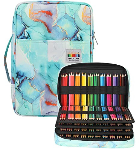 JAKAGO Estuche de Gran Capacidad para 304 Lápices de Colores, Impermeable Organizador de Papelería para Colorear Pinceles de Pintura Fineliners Rotuladores Regalo para Estudiantes de Arte(M-Green)