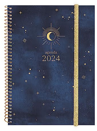 Finocam - Terminkalender Espiral Design Collection 2024 Wochenansicht Horizontal Januar 2024 bis Dezember 2024 (12 Monate) Moon International