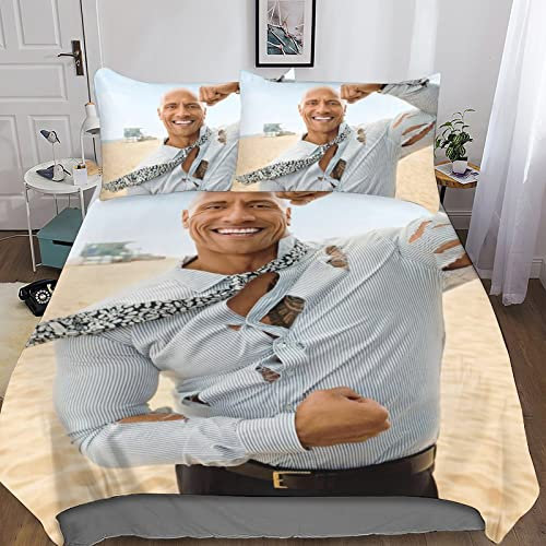 CIFEAR The Rock Bettwäsche Bettbezug Set Für Mädchen Jungen Kinder Kinder 3D Dwayne Johnson Bettbezüge Set Betten Set Zimmer Dekor Bettwäsche Kollektion Double(200x200cm)