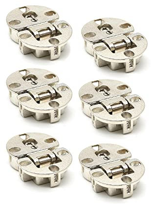 DOJA Barcelona | Charnière Invisible | 8 Charniere Angle d'Ouverture 180 º | pour Abattant Trou 35mm | Zamack Chrome | Charnière pour Accessoire Cuisine, Charniere Porte Placard, Armoire Cuisine