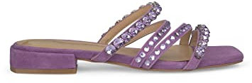 Alma en Pena Sandalo Donna Piatto con Strass V23341 Suede Violet, Viola, 36 EU