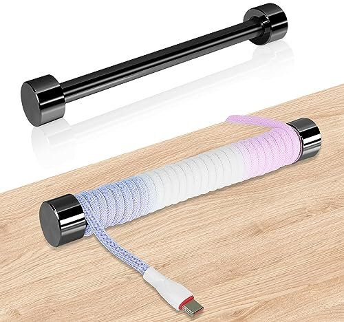 UCINNOVATE Custom Coiled Cable Winder, Rod Metal Bar Management with Multifunctional, Coiled Keyboard Cable Winder Use for DIY Decorate Custom Gaming Mechanical Keyboard USB Cable (Schwarz)