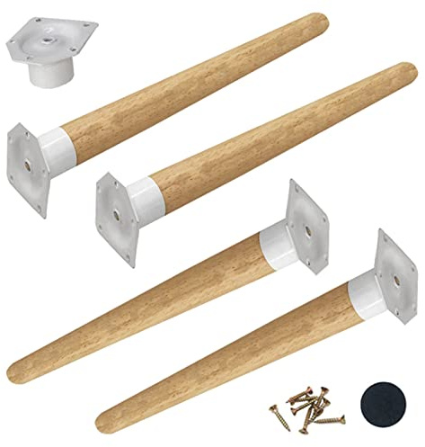 Pied de Table Pied Meuble Lot de 4 Pieds de Table de Rechange en Bois Massif, Pieds Coniques inclinés, Base de Meubles de Bricolage Parfait pour Table Basse, Armoire, Chaise de Bureau, canap
