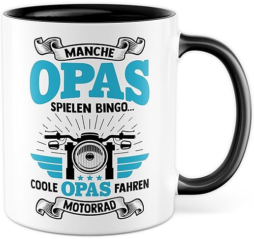 Tasse Opa Motorrad Geschenk, Manche Opas spielen Bingo…coole Opas fahren Motorrad Geschenkidee Großvater Kaffeetasse mit Spruch lustig Kaffee-Becher Motorrad Bike Biker Großeltern (Opa Motorrad)