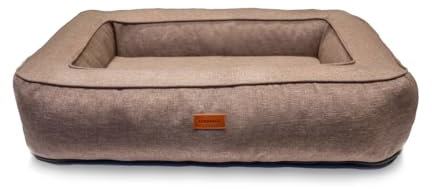 Lepuspet Rio Orthopedic Hundebett, Waschbar, rutschfest Hundekorb mit Memory Visco-Kissen für Winter und Sommer, ideal für große Hunde bis 35 kg (L 100x70x17 cm), braun