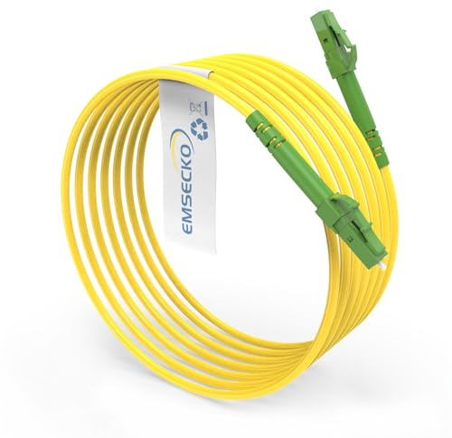 EMSECKO Glasfaser-Kabel LC/APC auf LC/APC OS2 Singlemode Simplex 9/125μm Yellow LSZH 3.0mm FTTH Cable (7M)