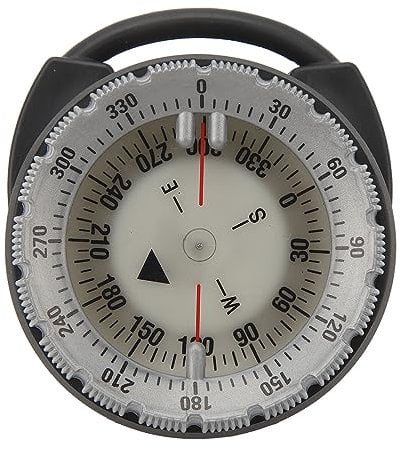 Unterwasserkompass, Leuchtender Wasserdichter Tauchkompass, 50 M Tiefennavigation mit Seitenfenster, Sichere Verbindung, Klemmhalterung für Tauchen, Wandern, Überleben (Gray)