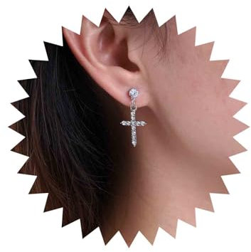 Aneneiceera Vintage Kristall Kreuz Ohrringe Cz Gepflastert Kreuz Ohrstecker Ohrringe Strass Kreuz Kruzifix Ohrringe Silber Kreuz Tropfen Ohrringe Schmuck Für Frauen Und Mädchen