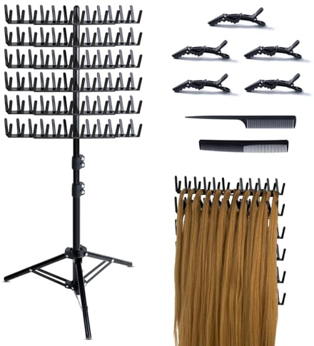 Eastdone Braiding Hair Rack Standing Extension Holder Hanger, 144 Pegs Divider for Separator Stand Display (Black)