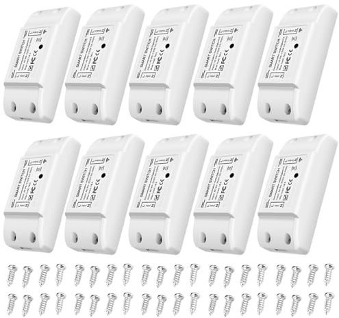 Matybobe Wi-Fi e BT Smart Switch 10 A 2200 W Dual Mode On/Off Dispositivo Voice Tuya App Telecomando Timing Interruttore Smart Home Controllo vocale per dispositivi Elettrici Universale Smart Home