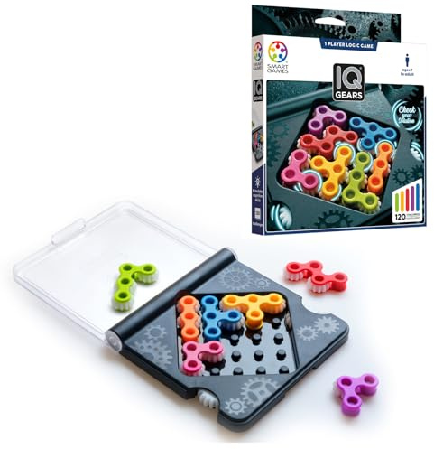SmartGames IQ Gears Travel-Friendly Dynamic Logic Game Featuring 120 Challenges for Ages 7 - Adult