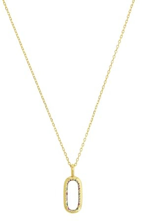 Amor Kette mit Anhänger 925 Sterling Silber Damen Sets, mit Zirkonia synth., 42+3 cm, Gold, Kommt in Schmuck Geschenk Box, 2038268