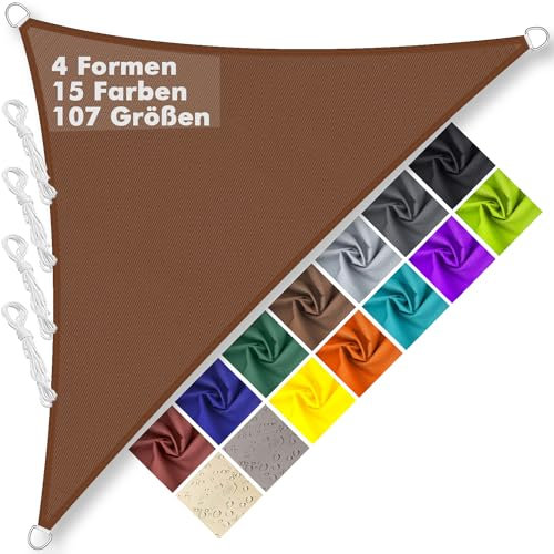Sonnensegel Dreieckig Rechtwinklig 4.2x4.2x6m Wasserdicht im Viele Größe und Farben, PES Polyester, Sonnenschutz 95% UV Schutz, Reißfest Wetterfest für Terrasse Garten Balkon- Braun