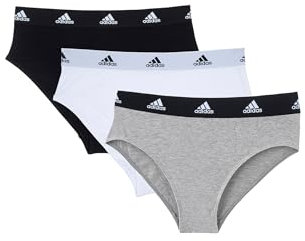 adidas Sportswear Bikini Damen Slip String Unterwäsche 3er Pack, Farbe:Black/Grey/White, Bekleidungsgröße:XL