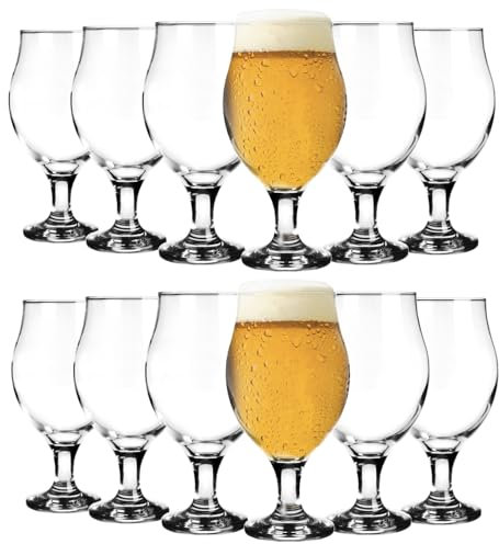 KIAPPO Pokal Biergläser Set 570 ml - 12 Stück Gläser für Bier Tulpenform - Beer Glass - Biertulpen - Wassergläser - Trinkgläser - Hochwertige Qualität