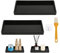 GUOYIHUA Bandeja de baño de 2 piezas, bandeja decorativa de plástico negra, bandeja de tocador, bandeja rectangular con 1 gancho y 1 cepillo para baños, tocador y cocinas