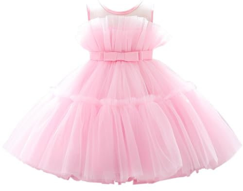 Lito Angels Robe Demoiselle d'honneur Ceremonie Mariage pour Enfant Filles Taille 3-4 Ans, Rose (étiquette en Tissu 100)